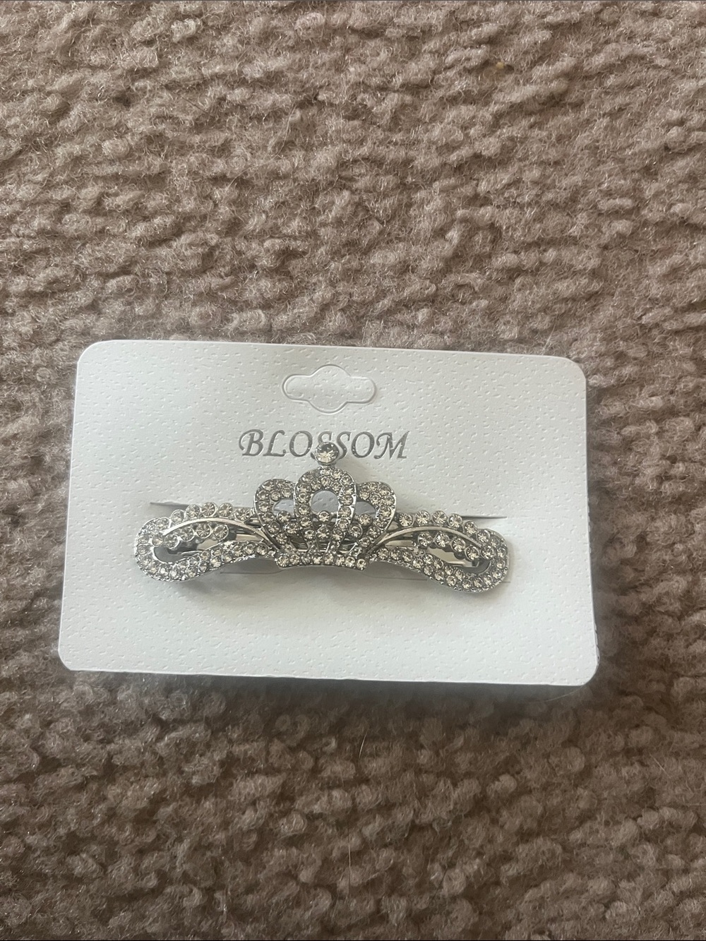 Blossom Silver Crystal Tiara Hair Clip